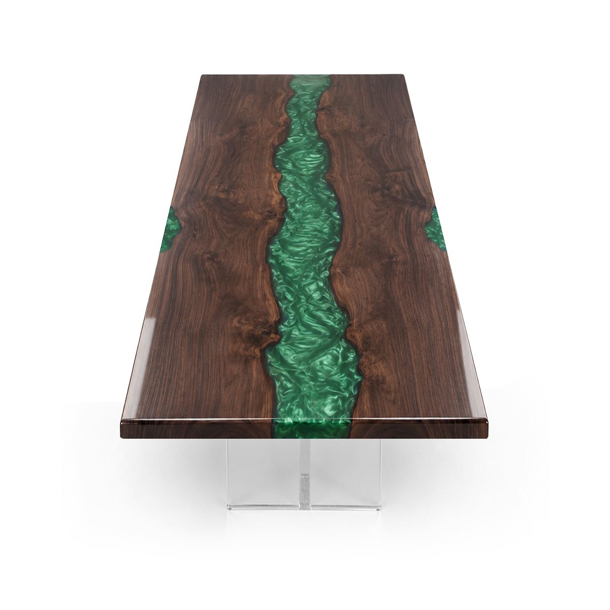 Black Walnut with Swirl Green Epoxy Resin Conference Table