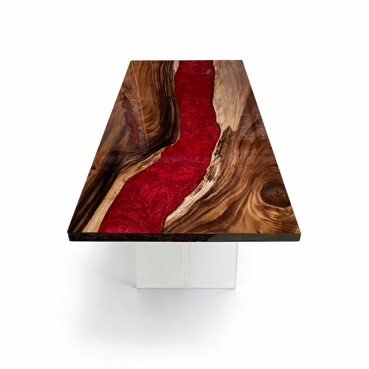 Black Walnut Wood Red River Epoxy Resin Conference Table