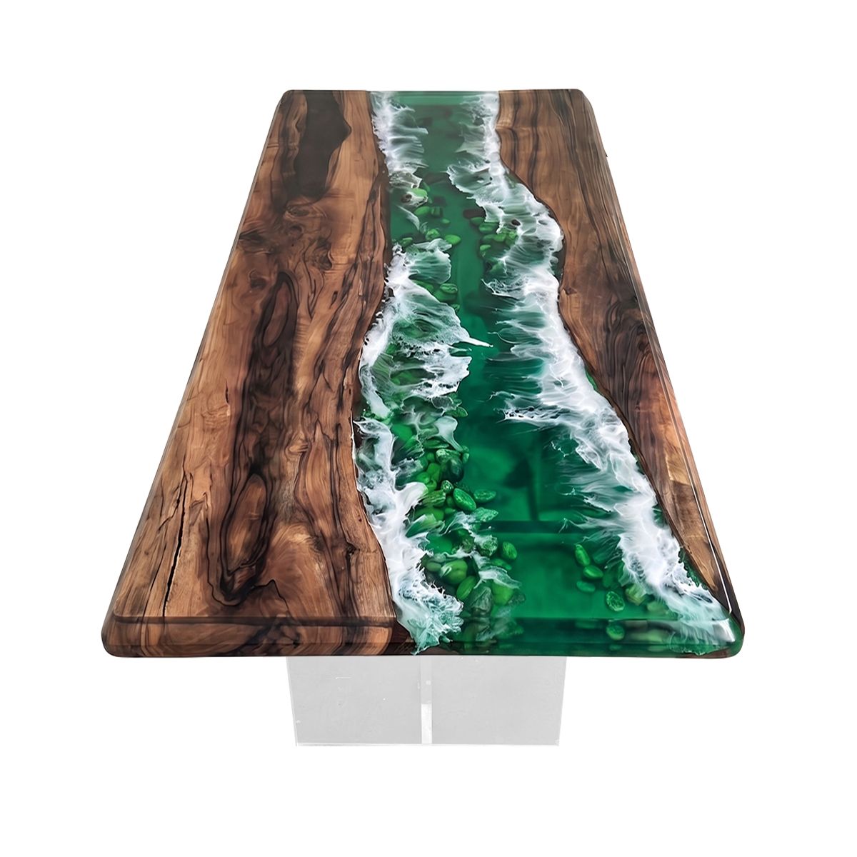 Black Walnut with Green Wave Epoxy Resin Dining Table