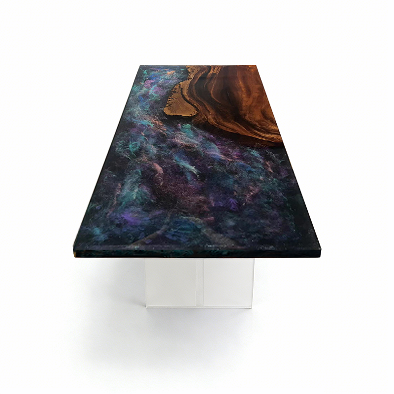 Black Walnut Wood Galaxy Epoxy Resin Conference Table