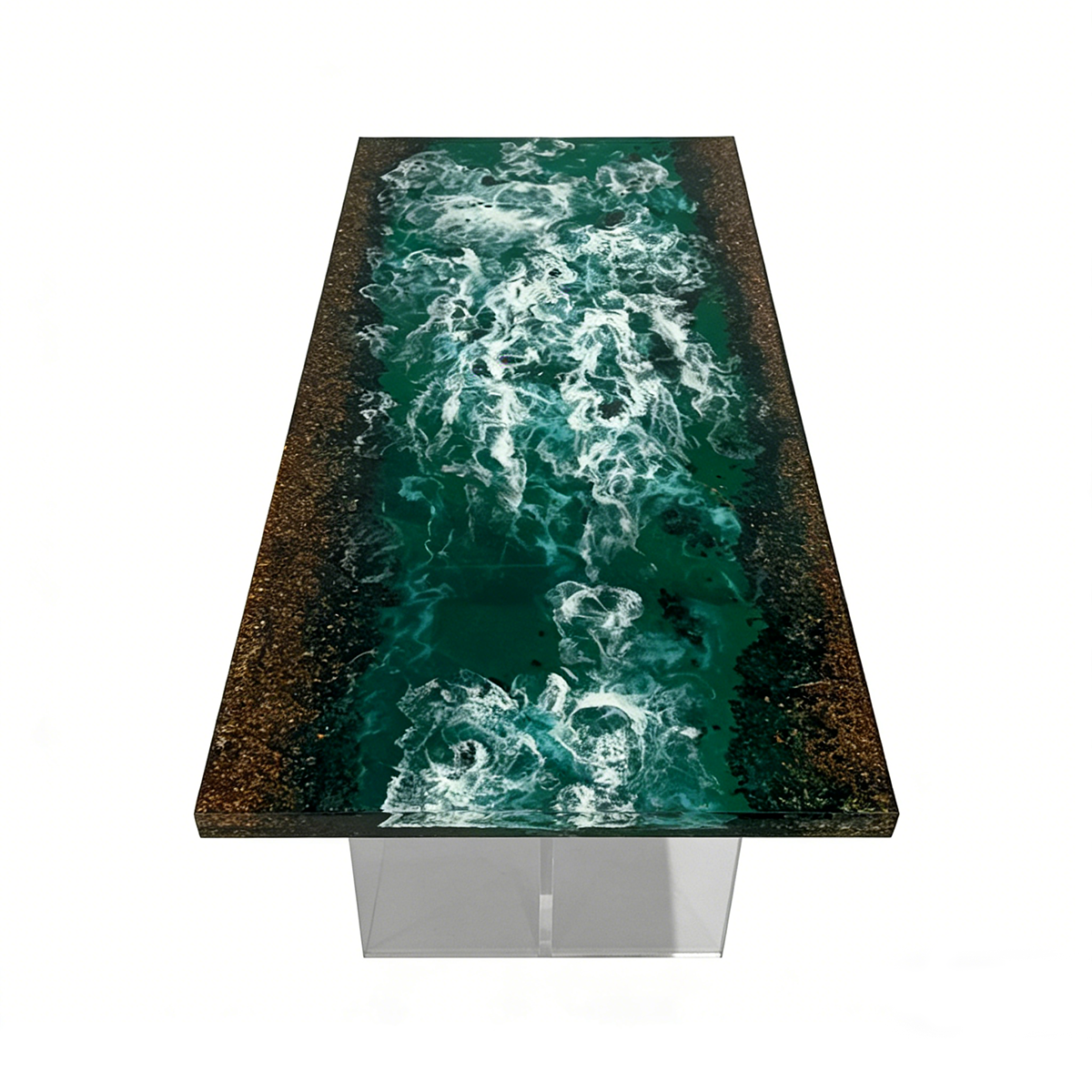 Ocean Wave Rectangle Epoxy Resin Coffee Table