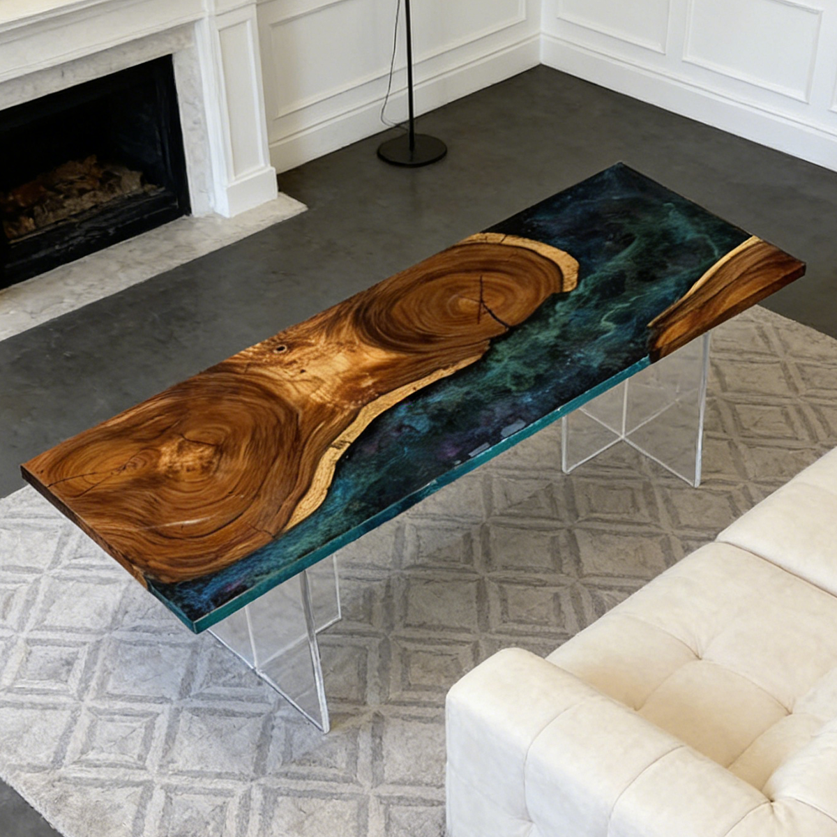 Black Walnut Wood Sky River Resin Table