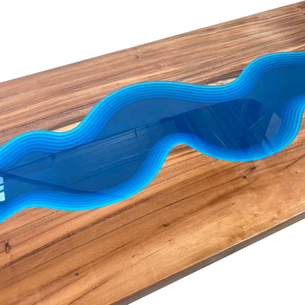 Olive Wood Blue River Wood Resin Coffee Table