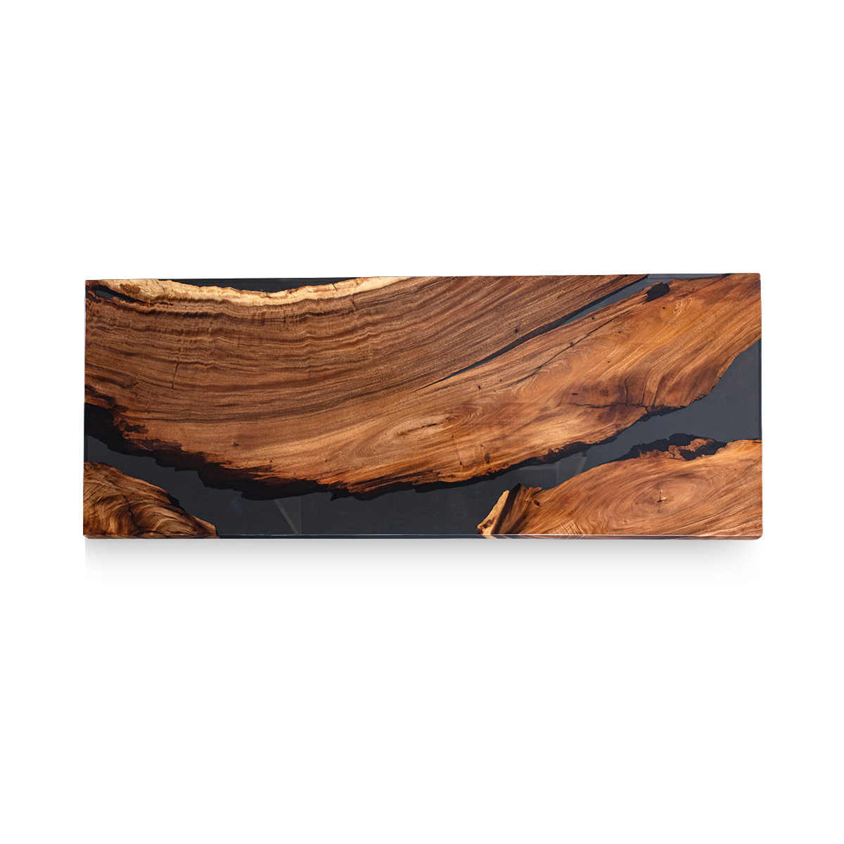 Black Walnut Wood Rectangle Epoxy Resin Conference Table