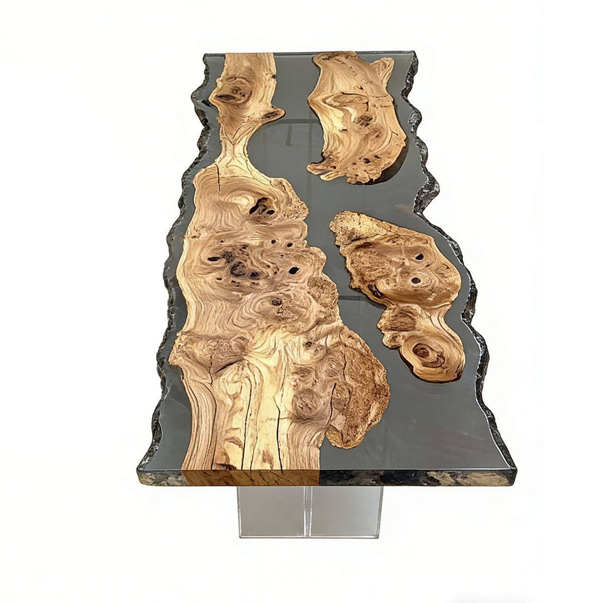 Olive Wood Live Edge Rectangle Epoxy Resin Dining Table