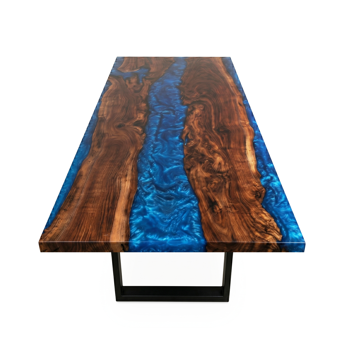 Black Walnut with Blue Epoxy Resin Dining Table