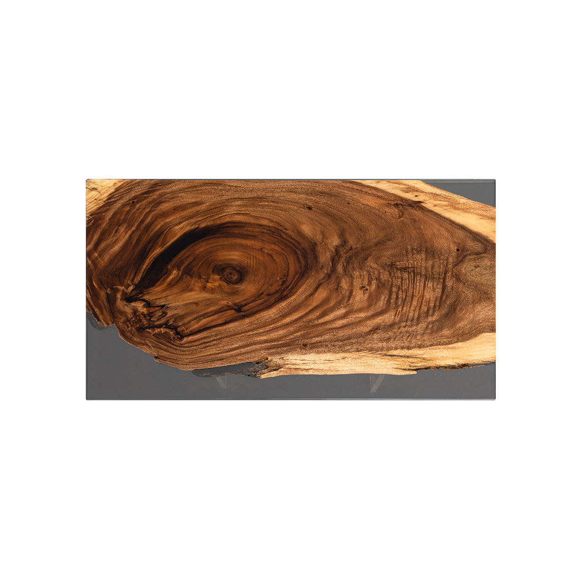 Black Walnut Wood Rectangle Resin Coffee Table