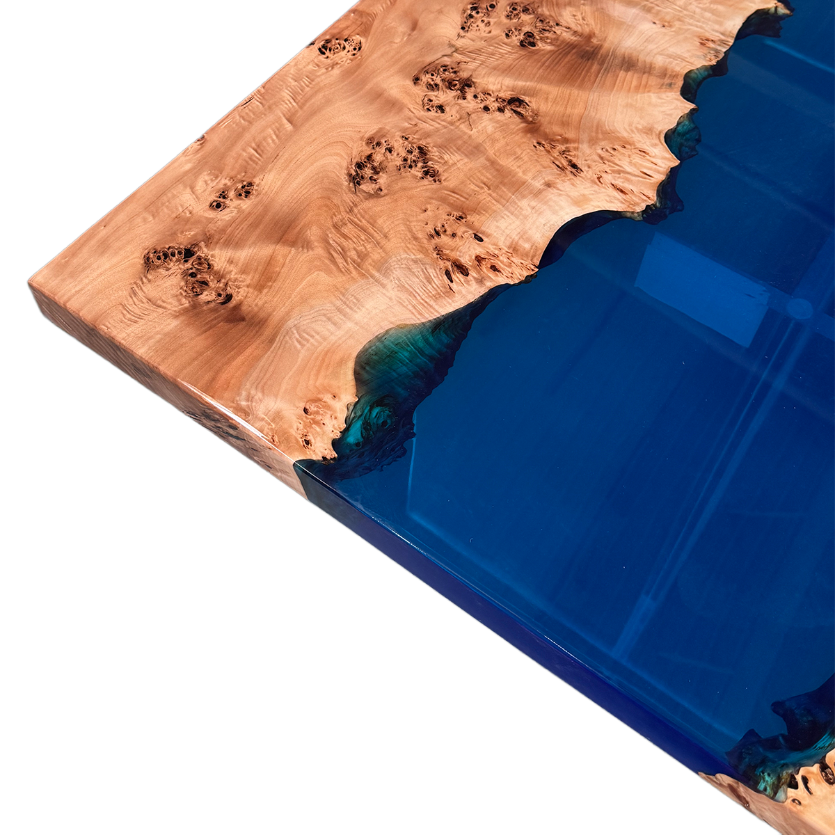 Poplar Wood Blue River Rectangle Resin Coffee Table