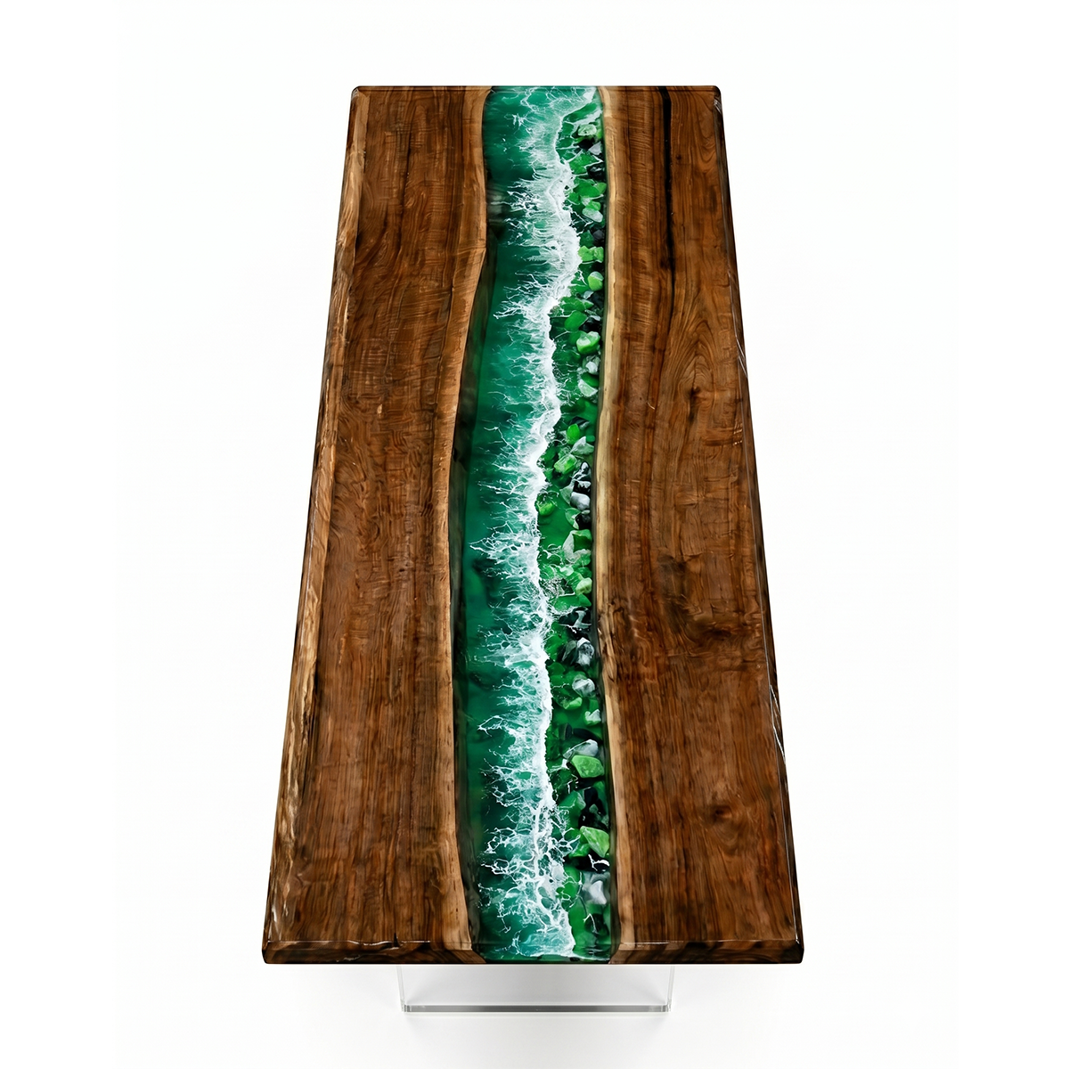 Black Walnut with Green Wave Epoxy Resin Conference Table