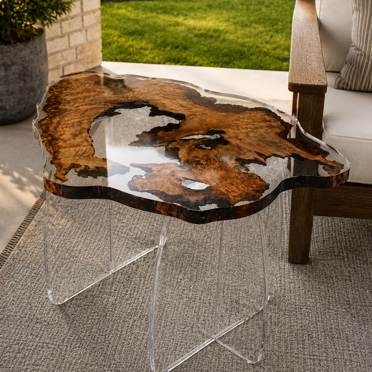 Cunninghamia Wood Clear Epoxy Resin Coffee Table