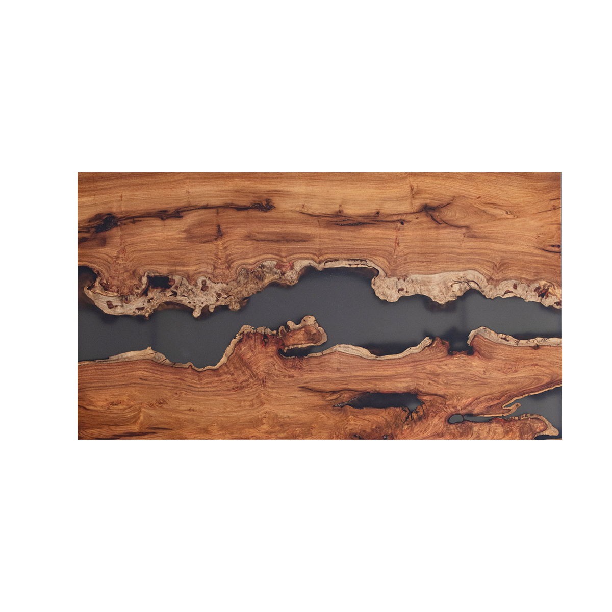 Burl Wood Black River Rectangle Resin Coffee Table