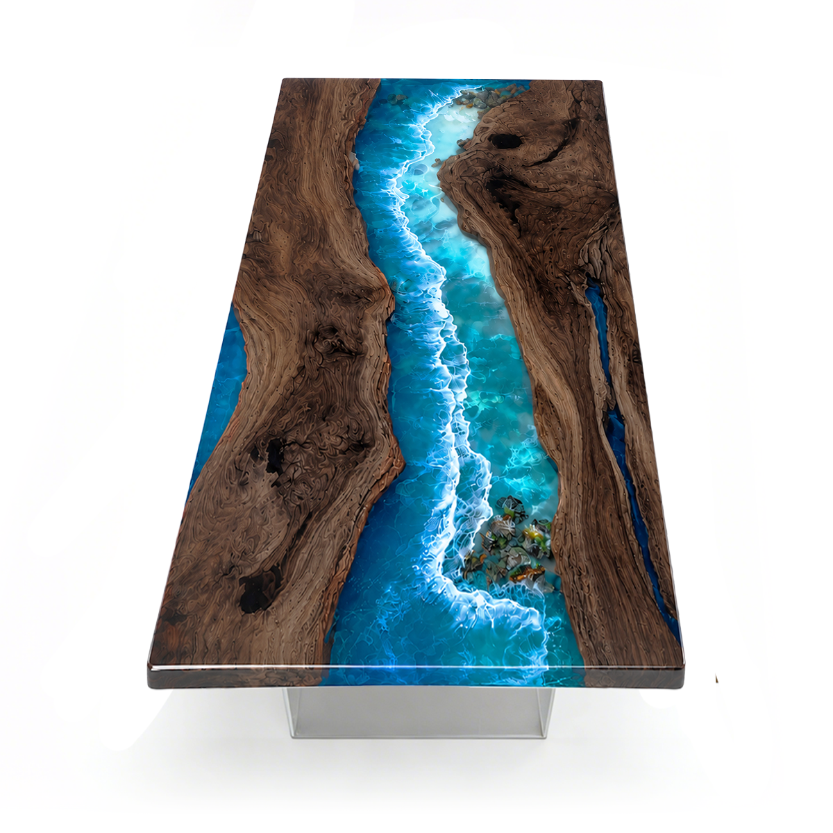 Black Walnut with Blue Wave Epoxy Resin Dining Table