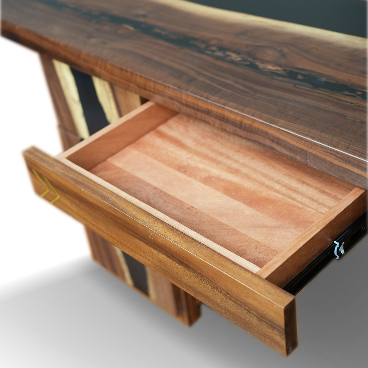 Black Walnut Wood Black Epoxy Desk