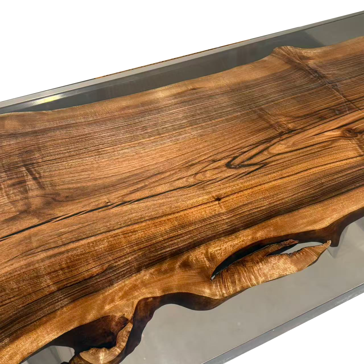 Black Walnut Wood Rectangle Epoxy Resin Conference Table