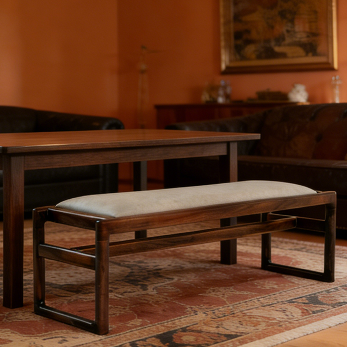 Black Walnut Wood Resin Entry Bench