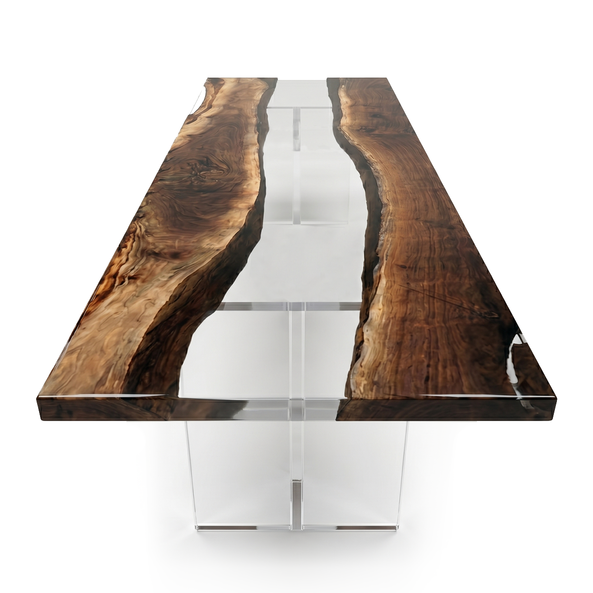 Transparent Flow Walnut Epoxy Resin Conference Table
