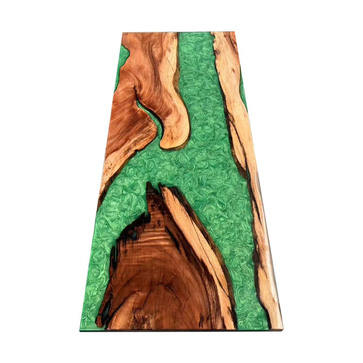 Walnut Wood Rectangle Green Epoxy Resin River Dining Table