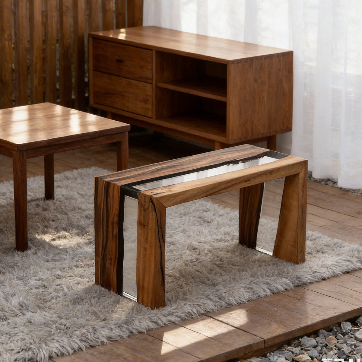 Walnut Wood Resin Rive Stool