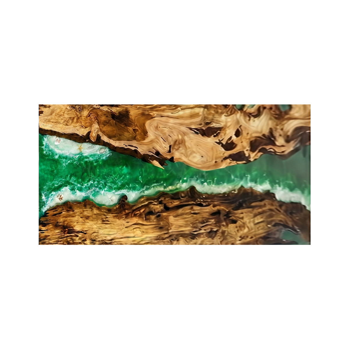 Olive Wood Green Ocean Wave Epoxy Resin Conference Table