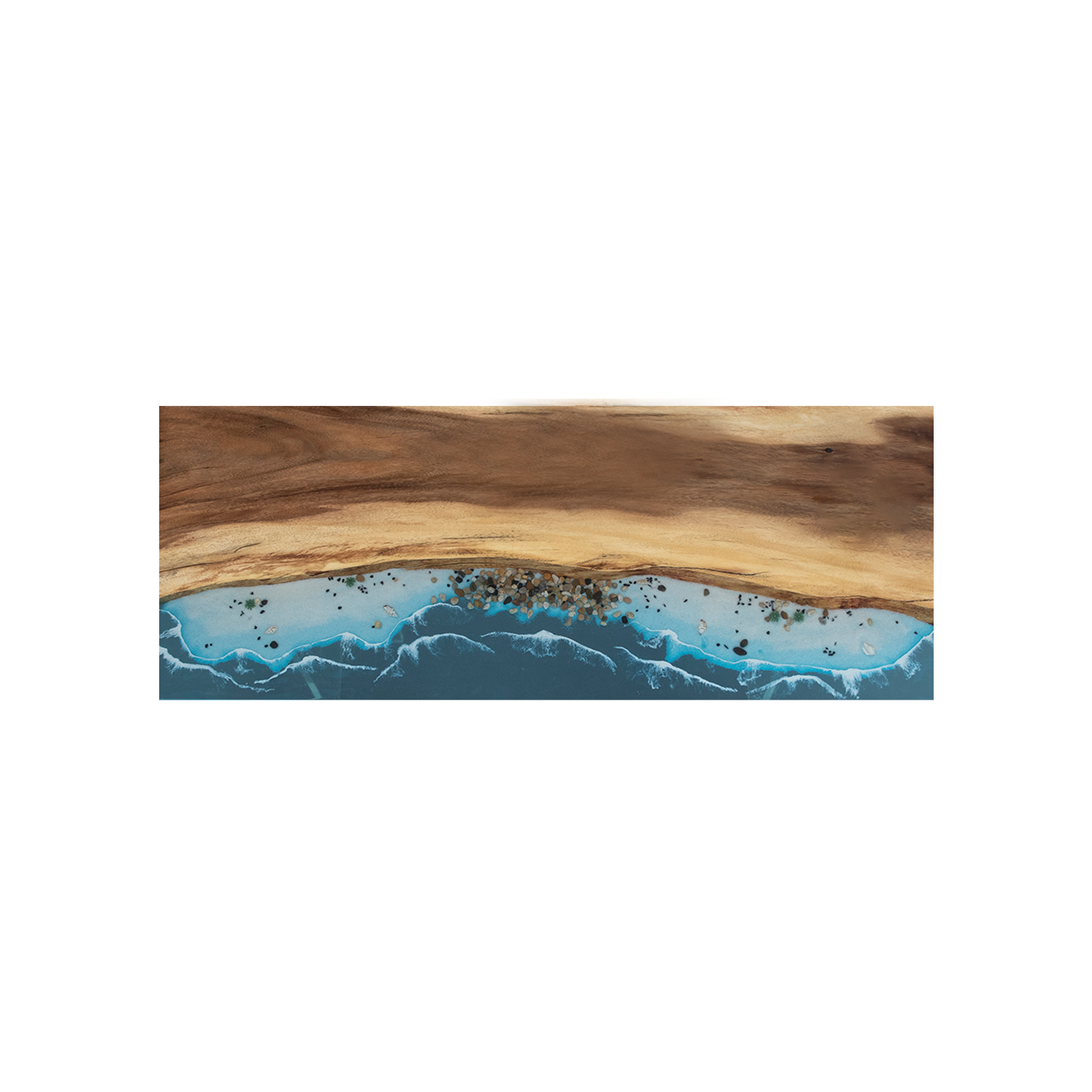 Olive Wood Blue Wave Rectangular Epoxy Resin Dining Table