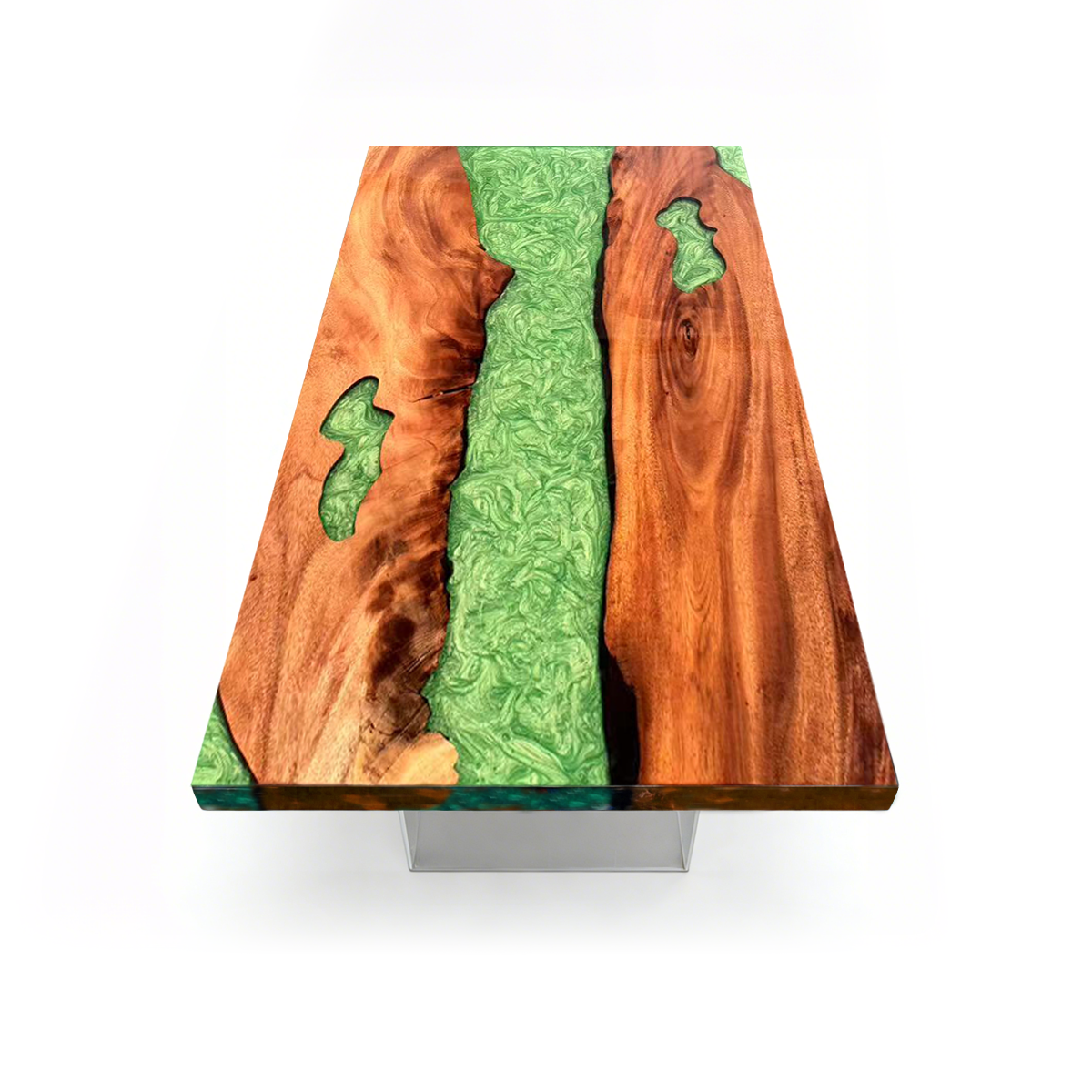 Walnut Wood Green Epoxy River Dining Table