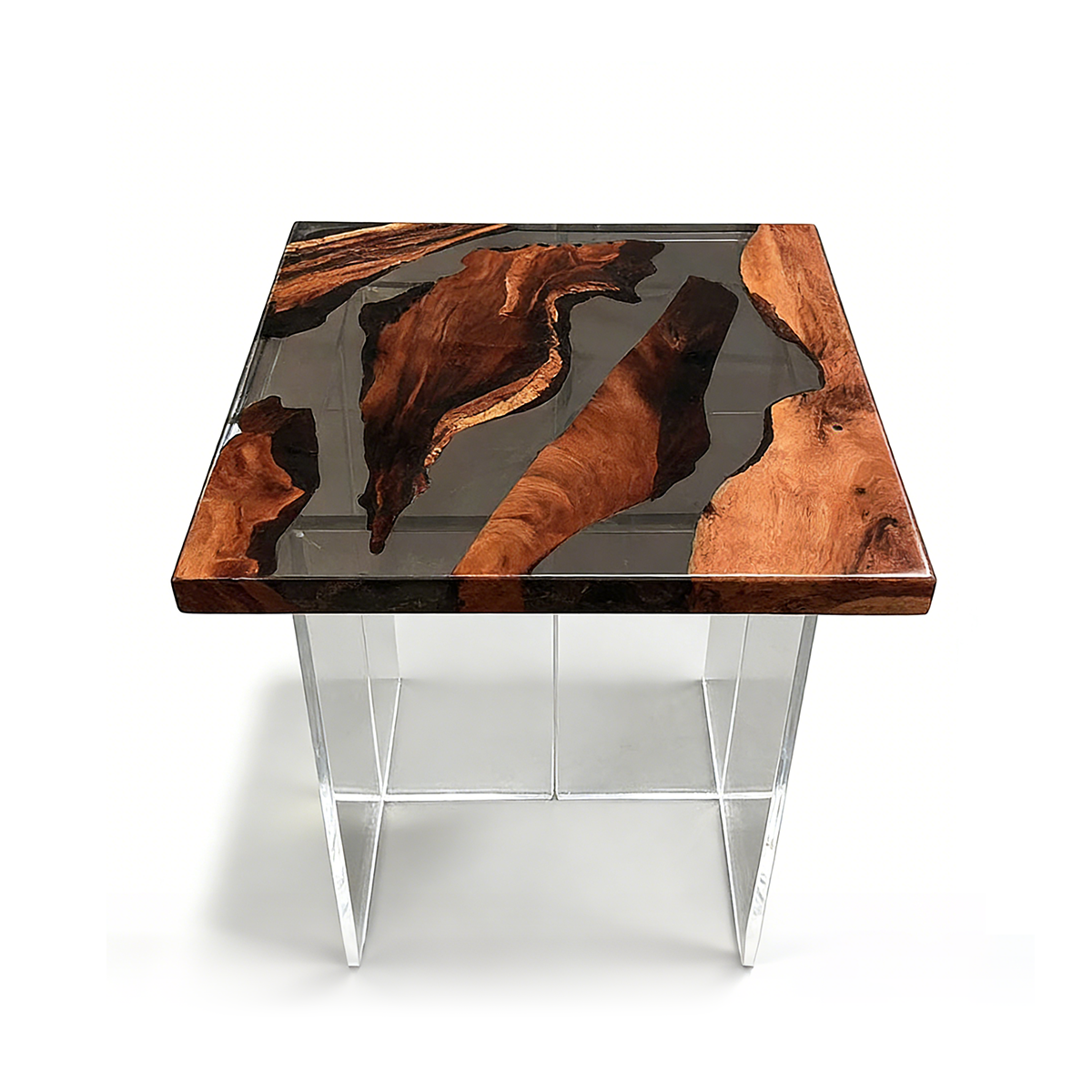 Walnut Wood Resin Side table