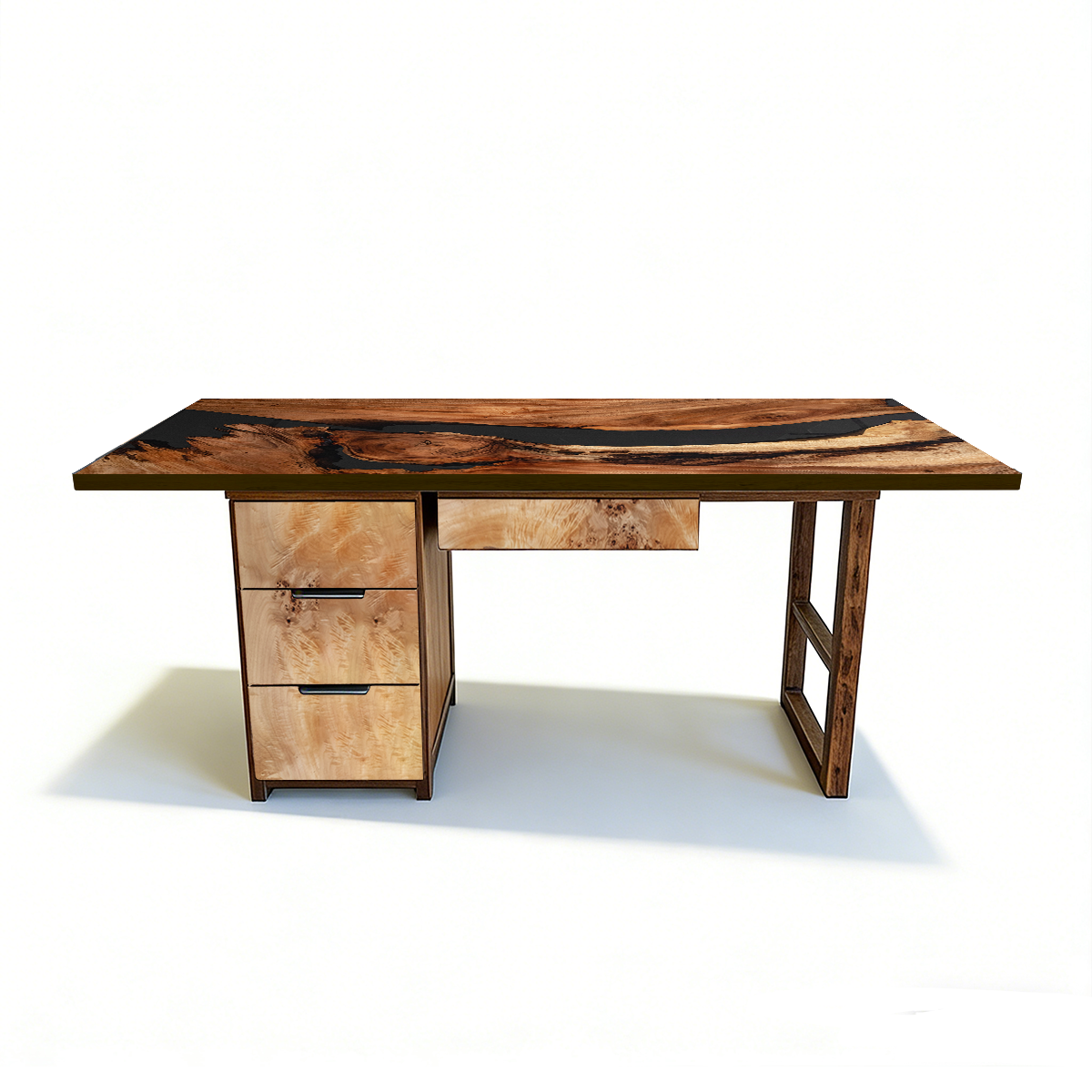 Black Walnut Wood Black Epoxy Desk