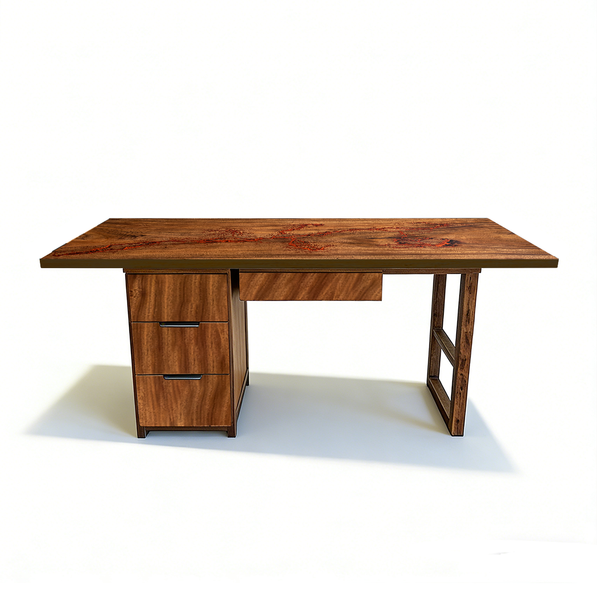 Black Walnut Wood Red Epoxy Desk