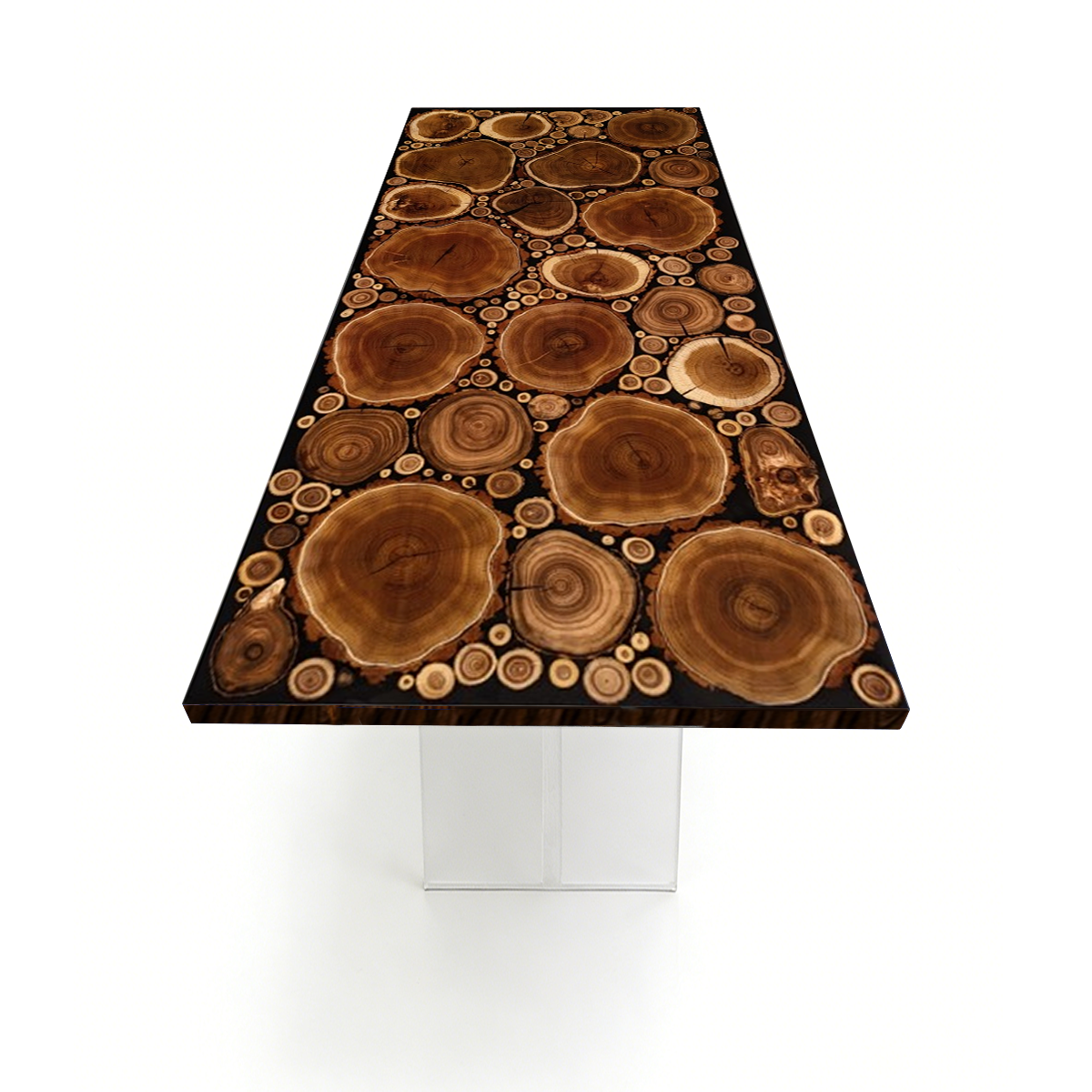 Locust Wood Rectangle Epoxy Resin Dining Table