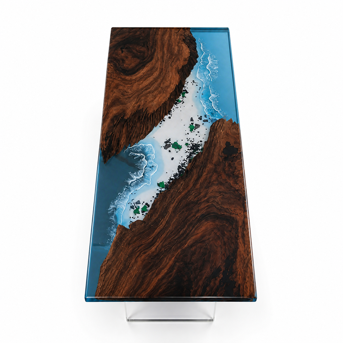 Black Walnut with Island Epoxy Resin Conference Table