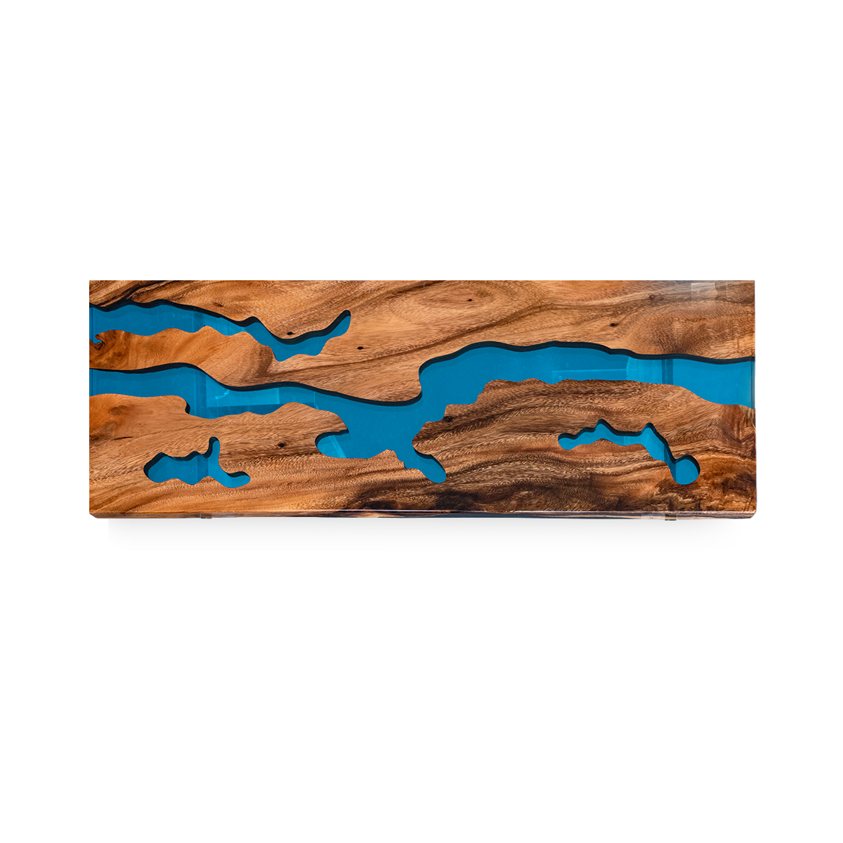 Walnut Wood Blue River Epoxy Resin Dinning Table