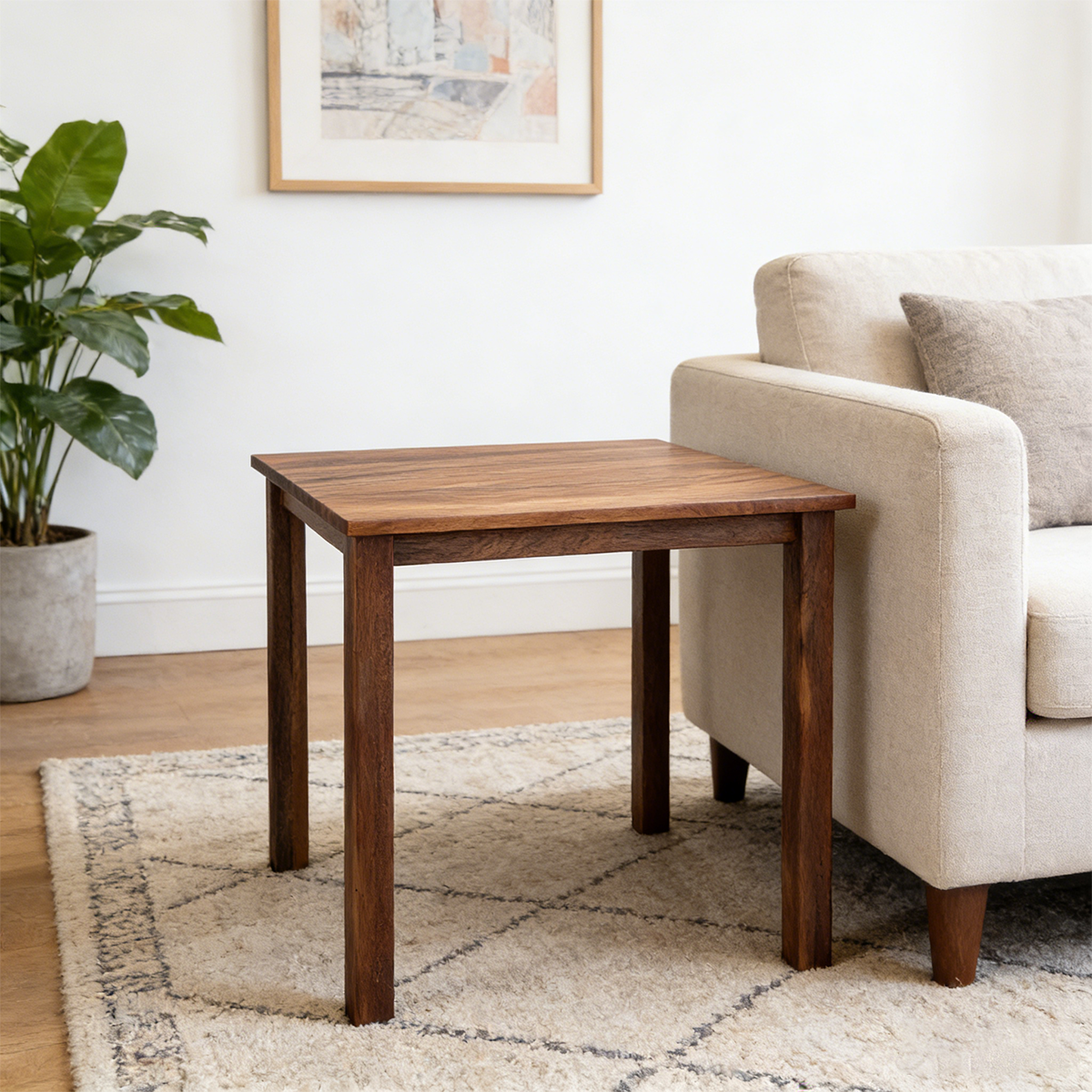 Walnut Wood Resin Side Table
