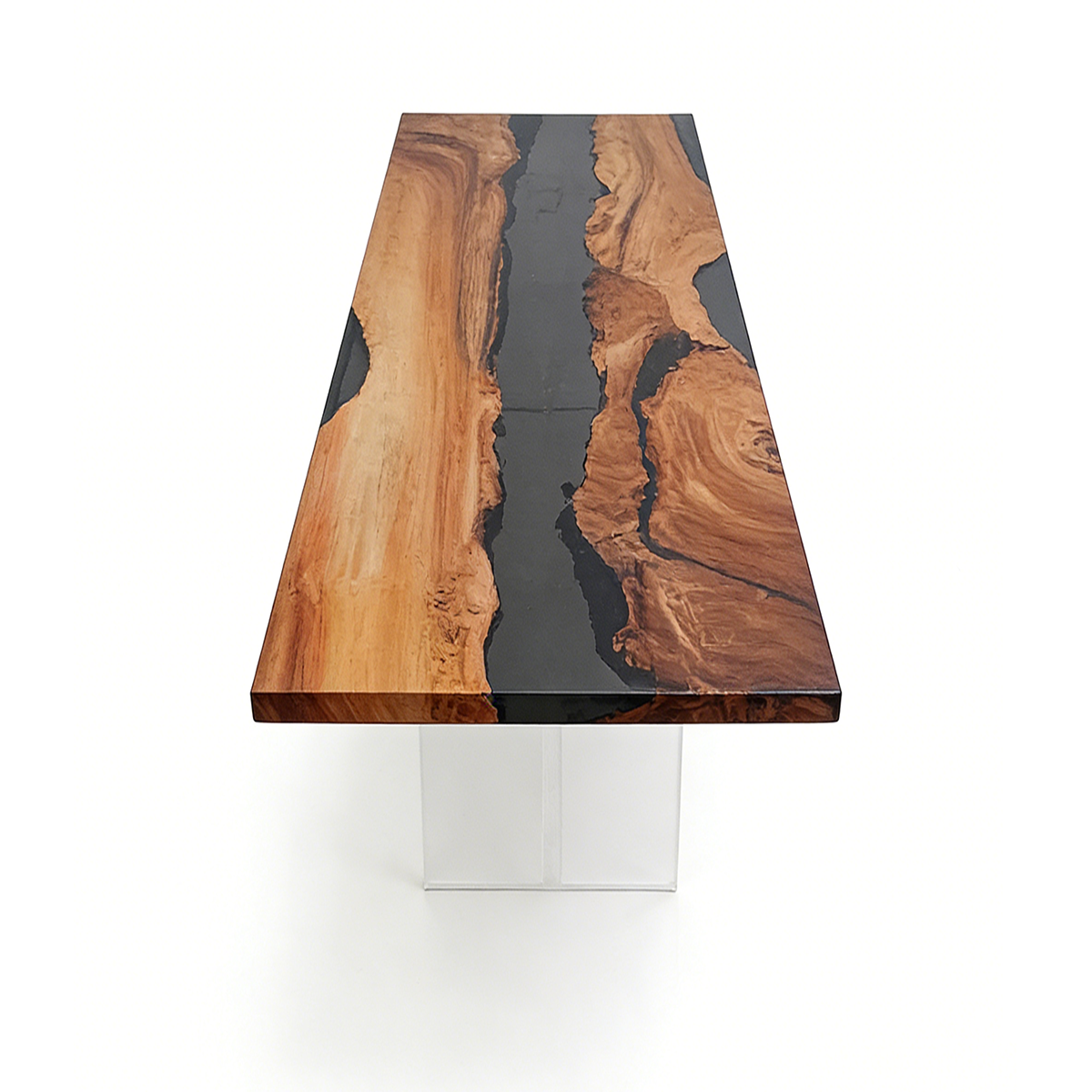 Black Walnut Wood Black River Rectangle Resin Conference Table