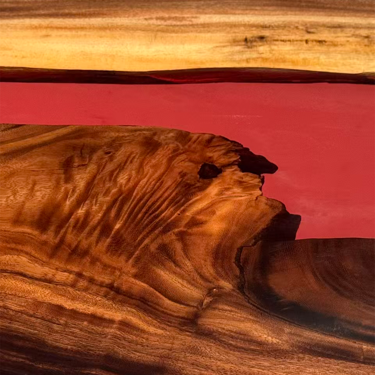 Walnut Red Epoxy Resin River Coffee Table