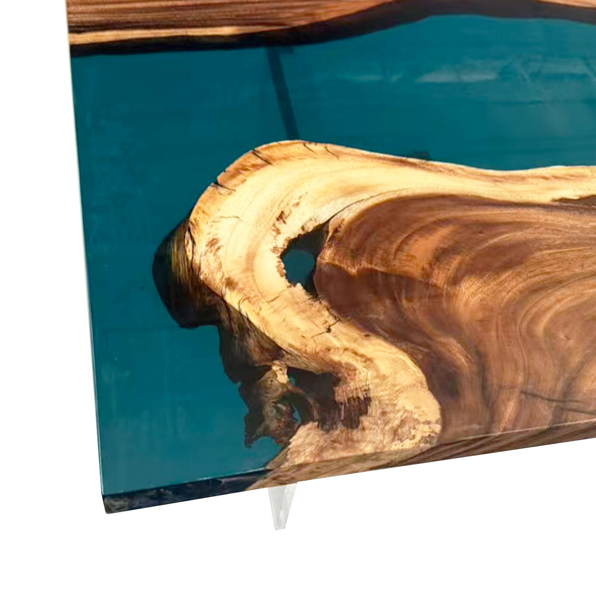 Walnut Wood Teal River Epoxy Resin Coffee Table