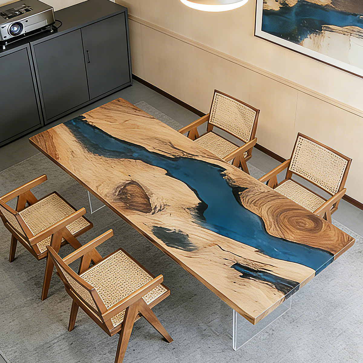 Walnut Wood Blue River Rectangle Conference Table