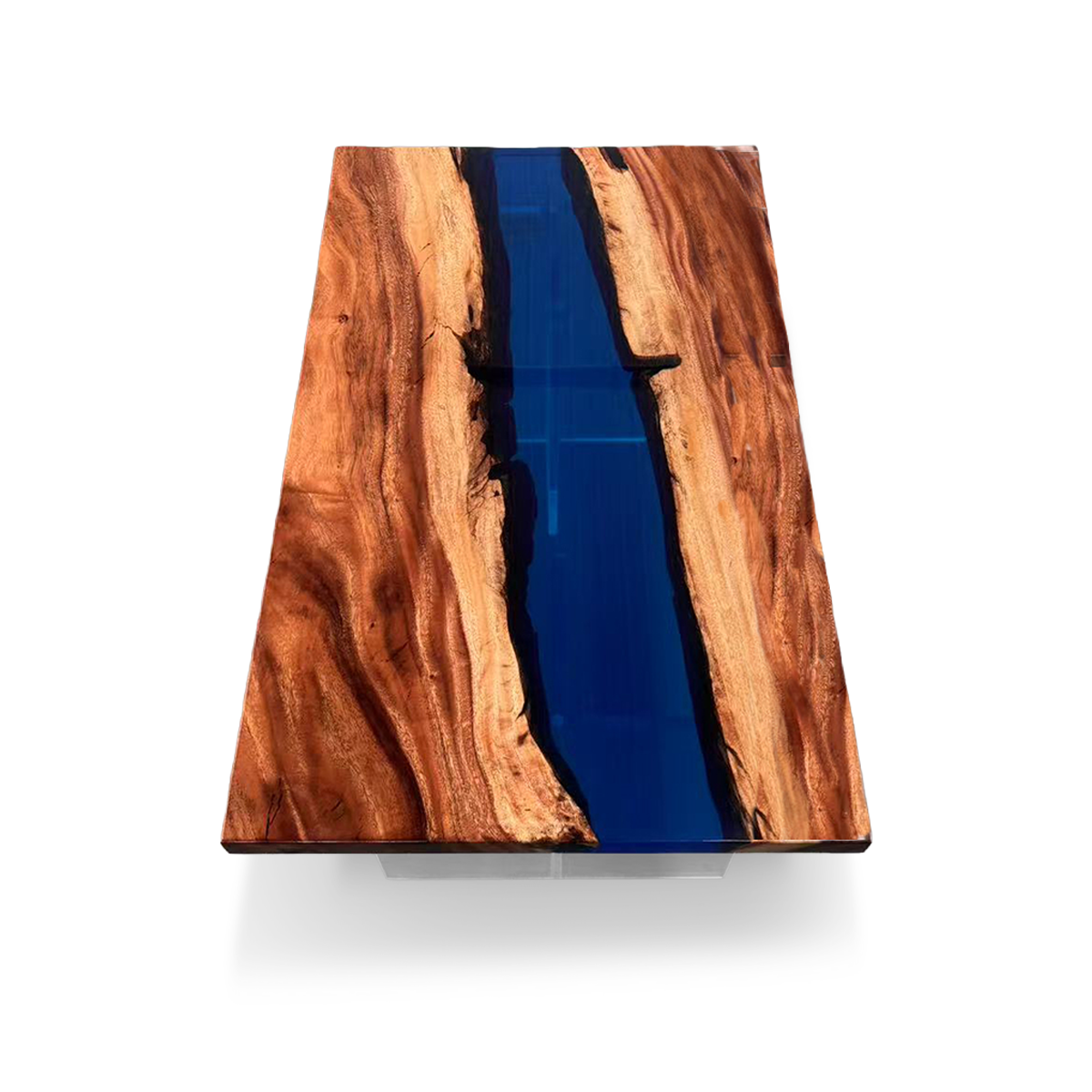 Walnut Wood Rectangle Blue Coffee Table