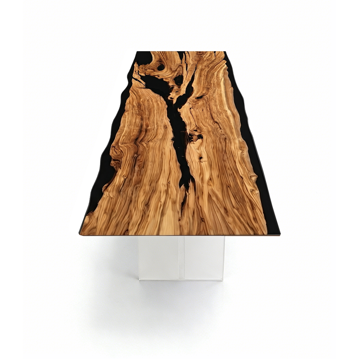 Olive Wood Obsidian Epoxy Resin Conference Table