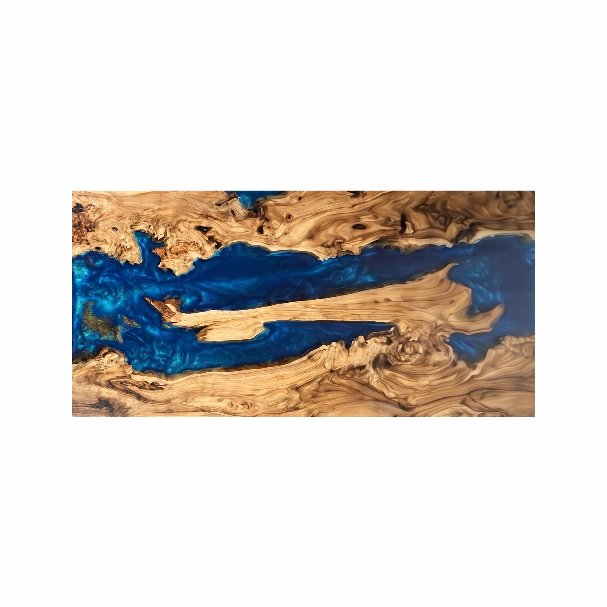 Olive Wood Ocean Blue Epoxy Resin River Dining Table