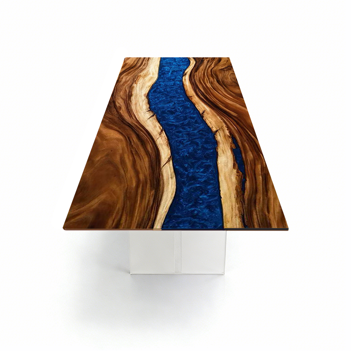 Walnut Wood Blue River Epoxy Resin Conference Table