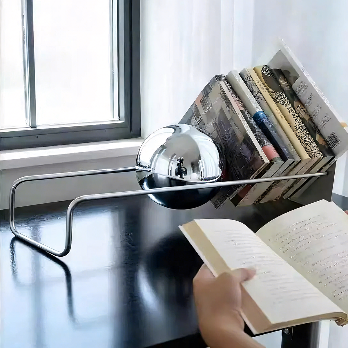 Minimalist Bauhaus Slanted Desktop Book Rack