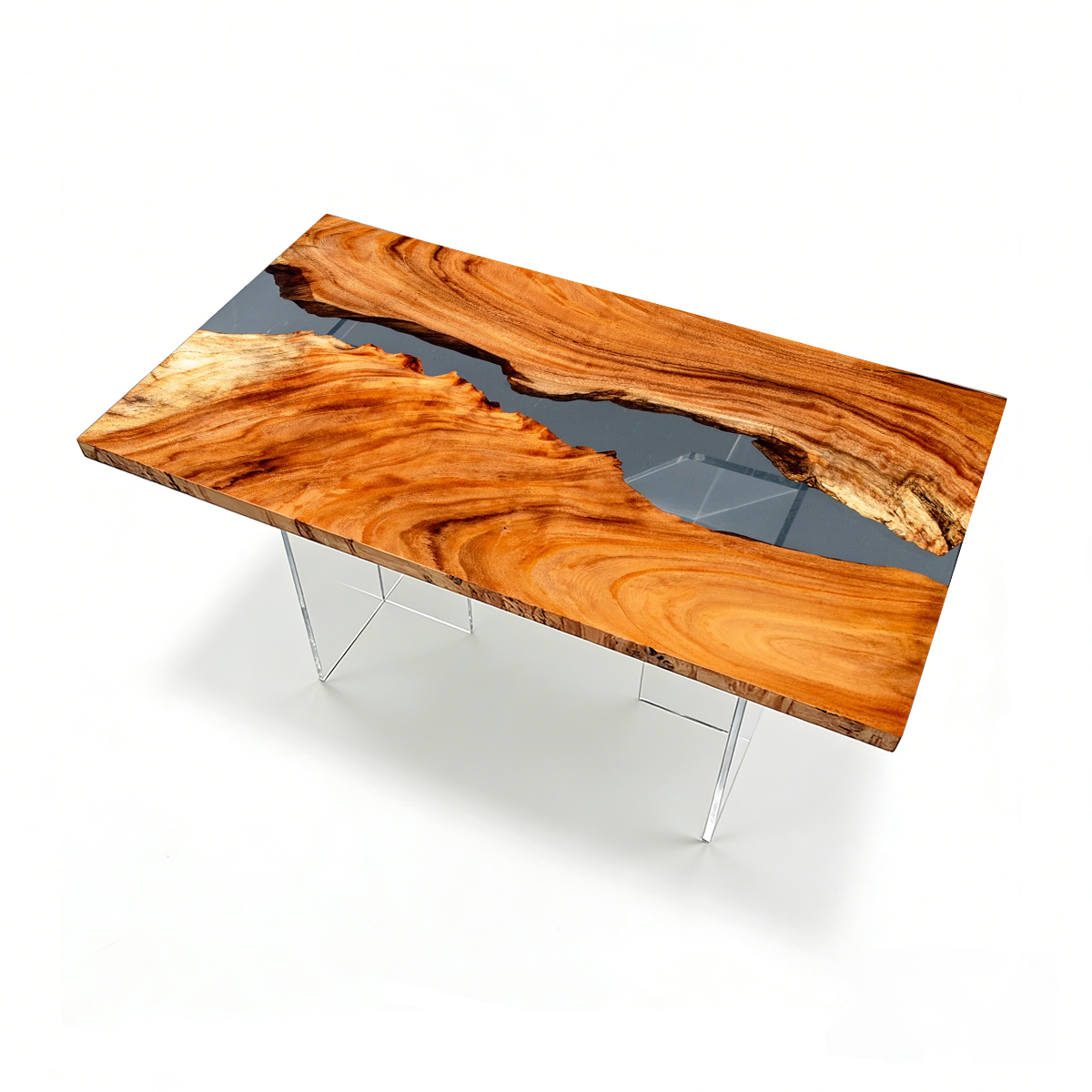 Cunninghamia Wood Epoxy Table with Transparent Black Resin