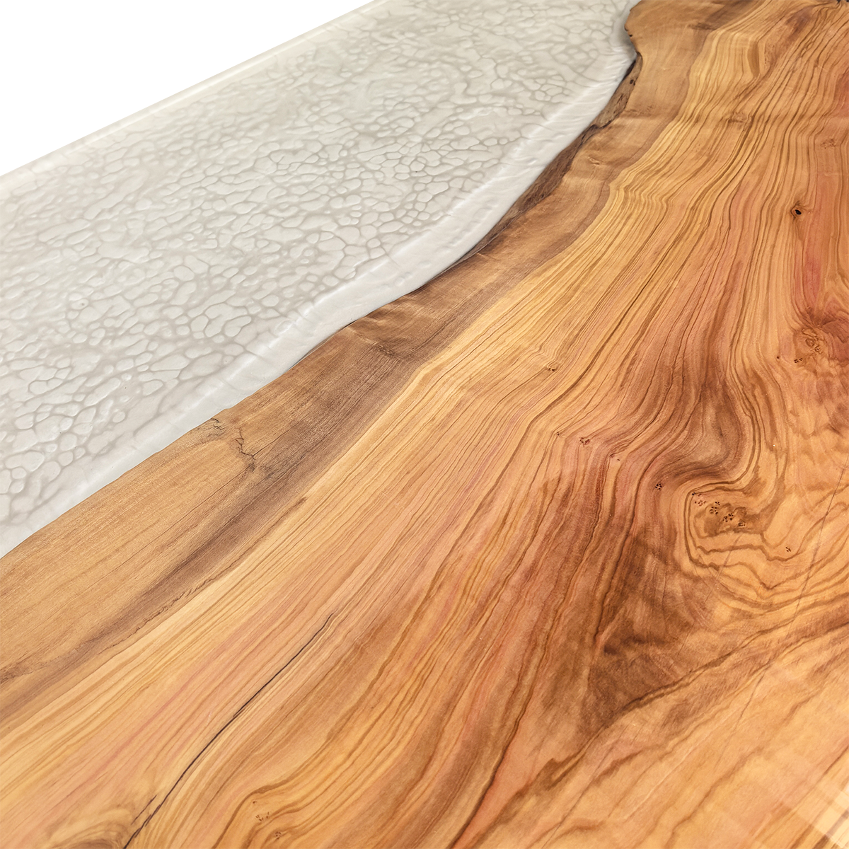 Olive Wood Frosted Epoxy Resin Dining Table