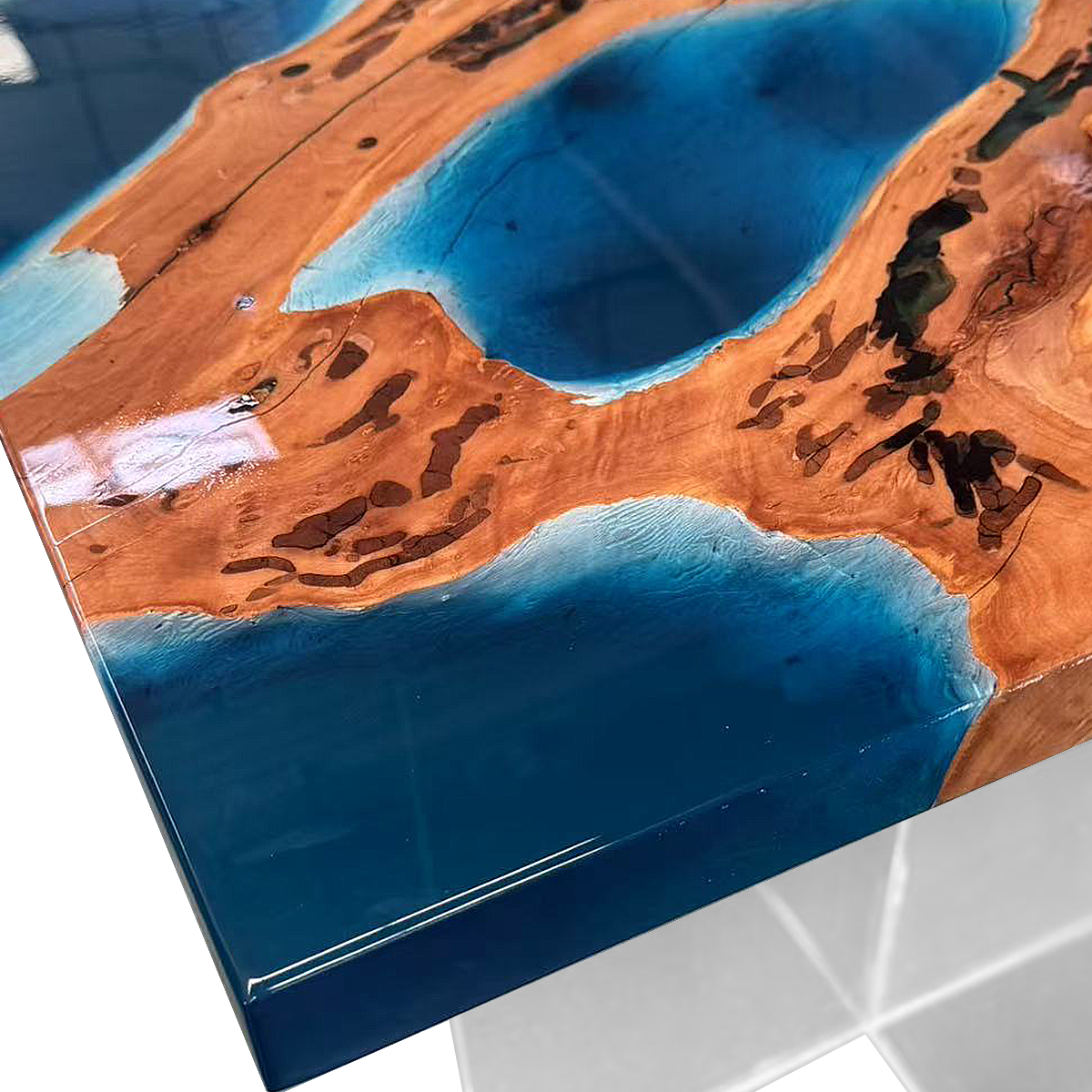Poplar Wood Resin Rectangle Coffee Table