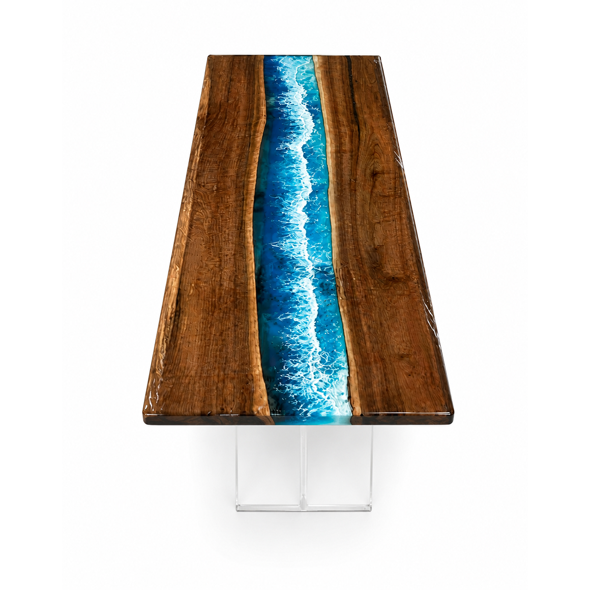 Black Walnut with Blue Wave Epoxy Resin Conference Table