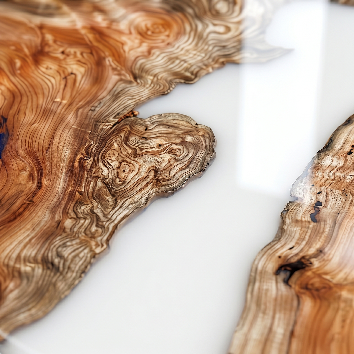 Wood Epoxy Resin White River Coffee Table