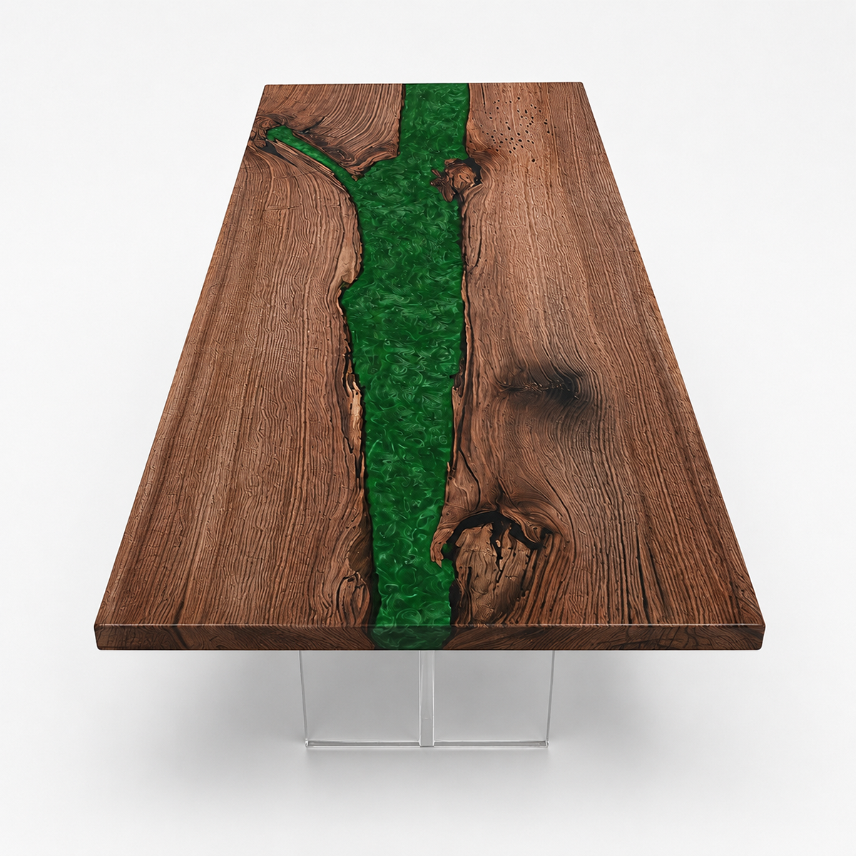Black Walnut with Green Epoxy Resin Conference Table