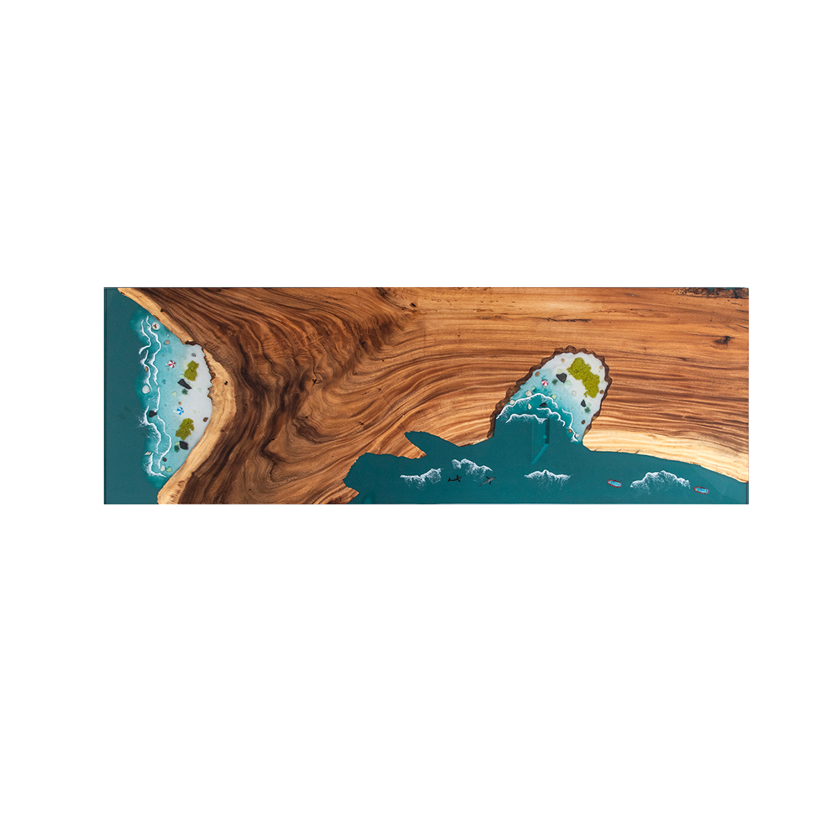 Olive Wood Ocean Scene Rectangle Resin Conference Table