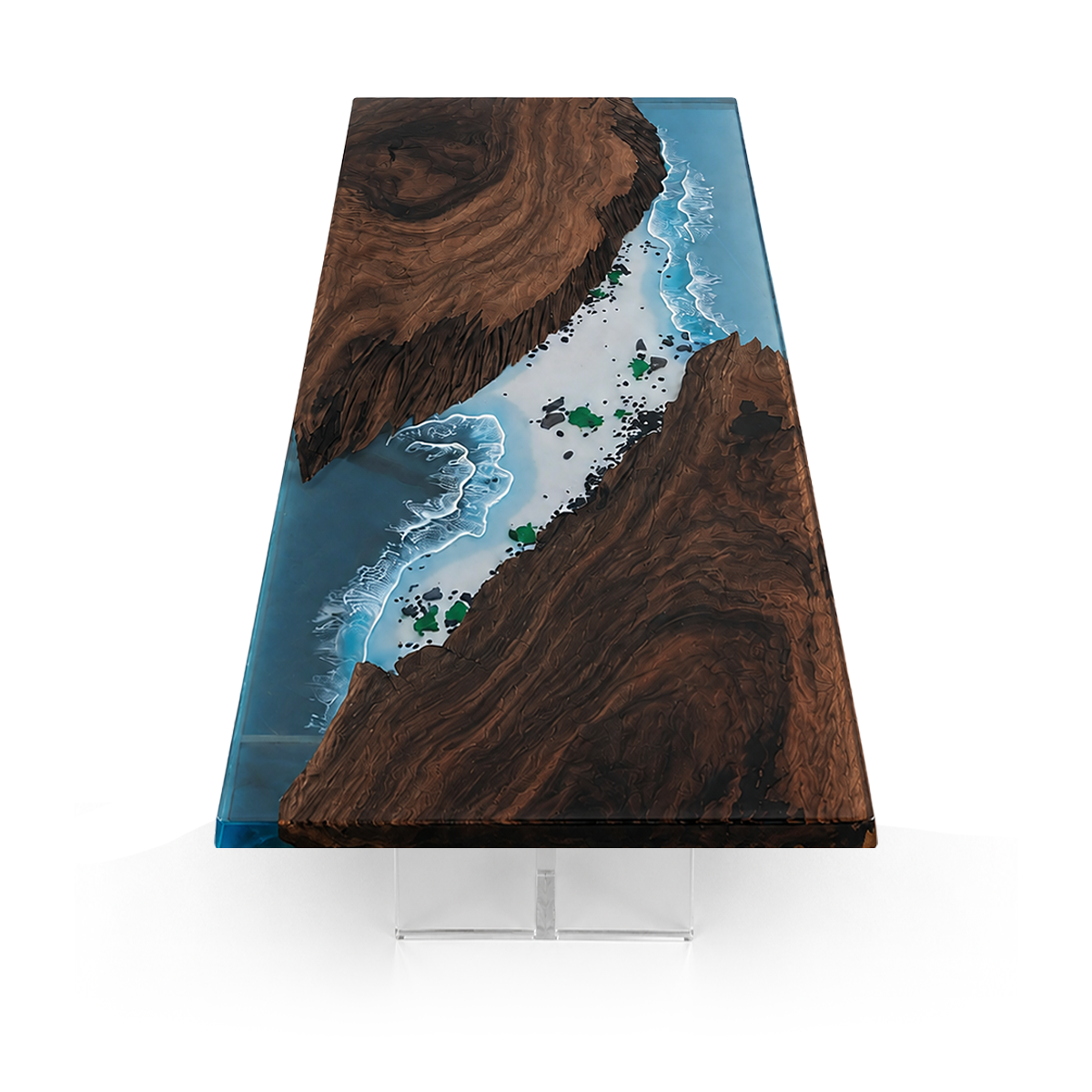 Black Walnut with Island Epoxy Resin Dining Table