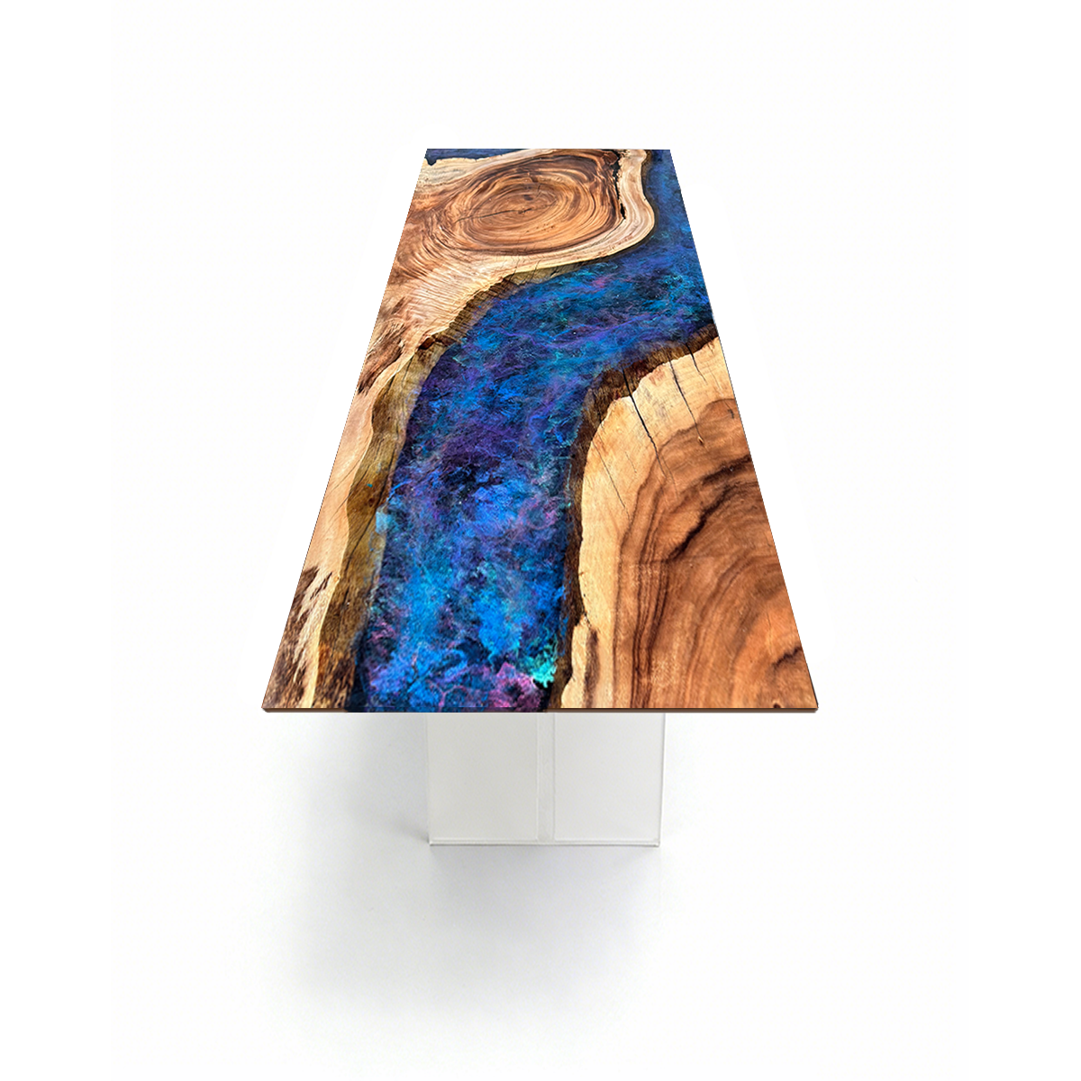 Walnut Wood Nebula Galaxy Epoxy Resin River Dining Table